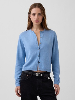 100% Cotton Relaxed Crop Cardigan Sweater | Gap (CA)