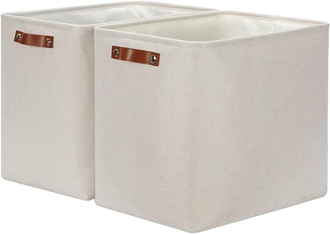 DULLEMELO Foldable Nursery Storage Baskets Canvas Storage Bins for Organizing 2 Pack Collapsible ... | Amazon (US)