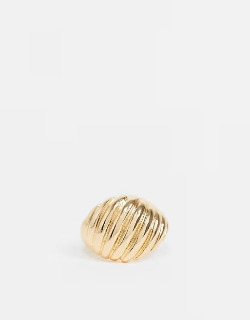 ASOS DESIGN ring with twist design in gold tone | ASOS (Global)