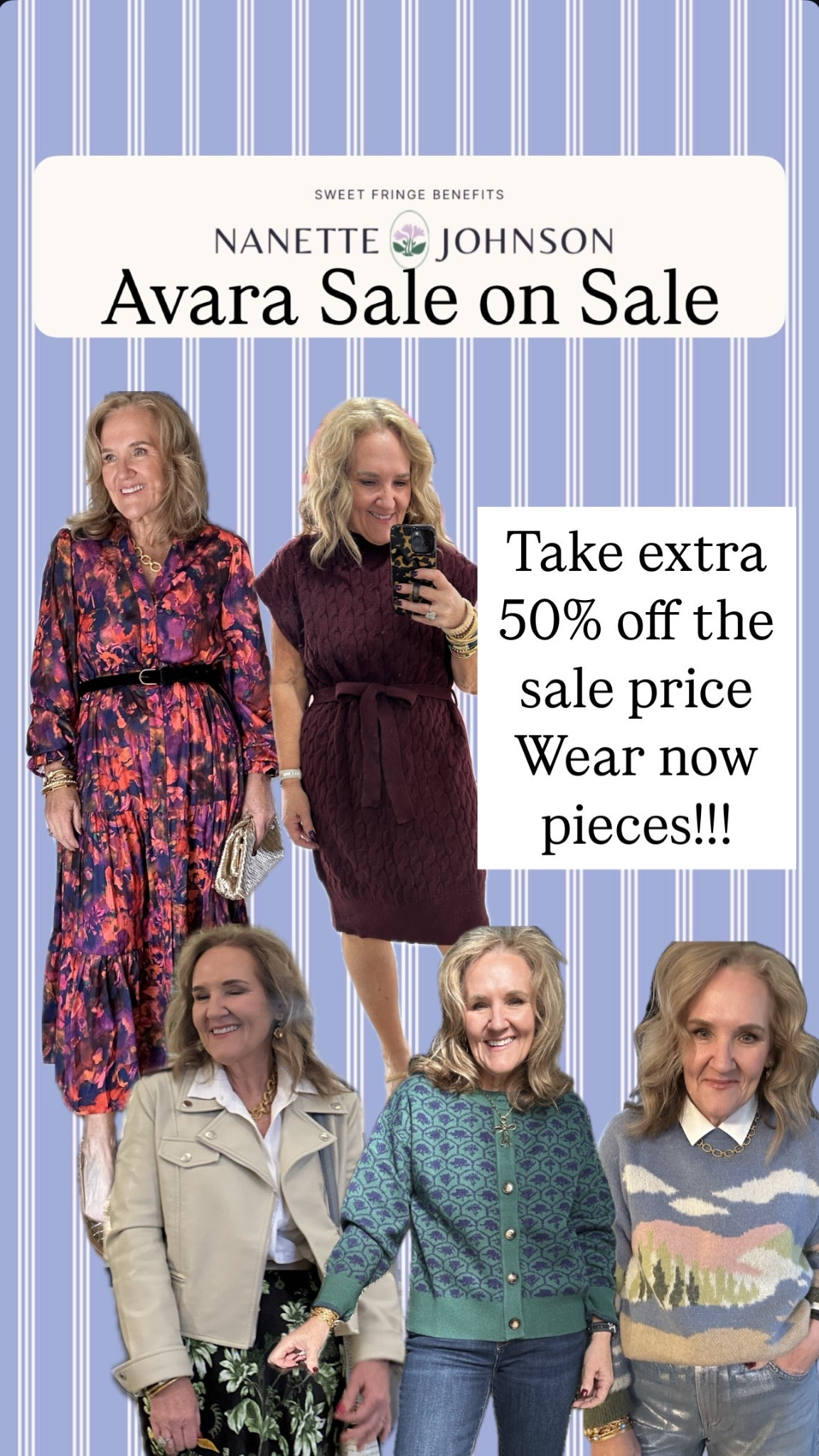 Sale is on sale at Avara! No code necessary.  

This faux leather Moto jacket, the Carly jacket has been a favorite! I can’t believe it’s under $50 I sized up to a large in this. The other pieces are true to size that I am linking. Sweaters, I often like to size up for a more relaxed fit. 



#LTKSaleAlert #LTKFindsUnder50 #LTKOver40