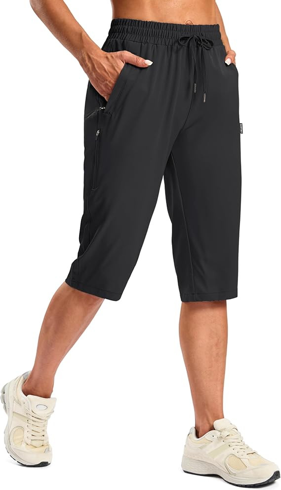 SANTINY Women's 15" Long Shorts Below The Knee Capri Hiking Cargo Shorts Lightweight Quick Dry El... | Amazon (US)