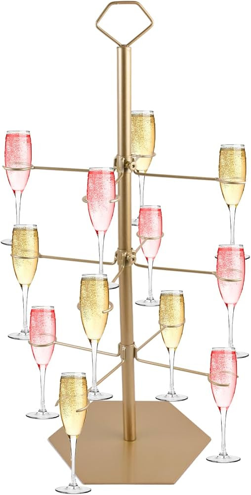 12 Drinks Cocktail Tree Stand, 3 Tier Metal Drinks Party Display Stand for Martini, Margarita Cup... | Amazon (US)