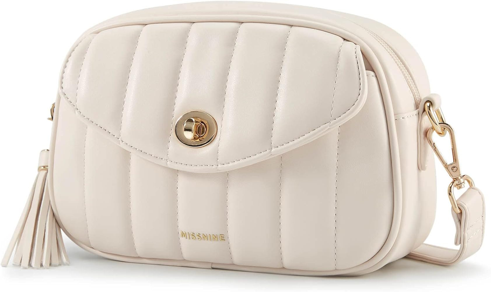 Missnine Crossbody Bags for Women Soft Quilted PU Leather Shoulder Bag Small Purse with Strap and Ta | Amazon (US)