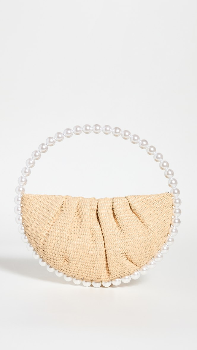 Raffia Jumbo Imitation Pearl Clutch | Shopbop