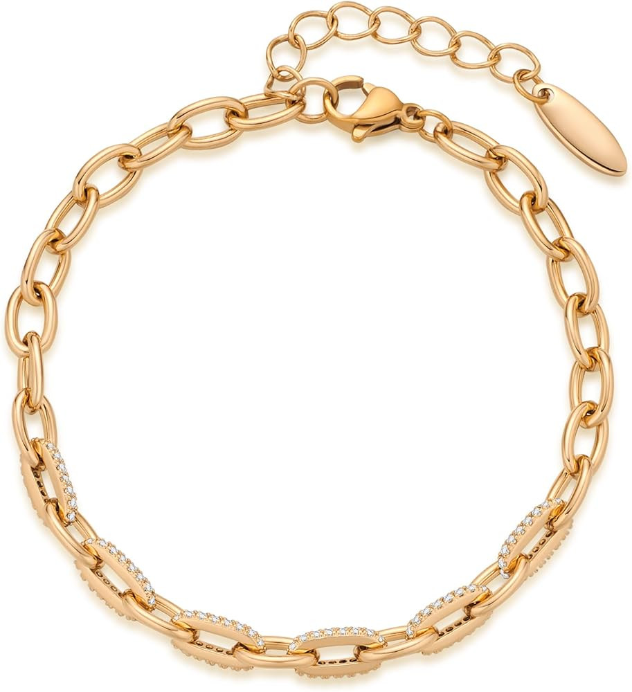 AllenCOCO Dainty Bracelets for Women, Italian Hypoallergenic Charm Bracelet for Women Non Tarnish... | Amazon (US)