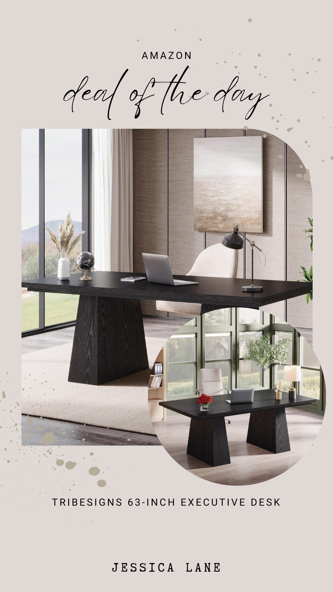63-inch executive desk that makes working from home feel polished and functional.#WFHDecor #AmazonDeals

#LTKSaleAlert #LTKHome