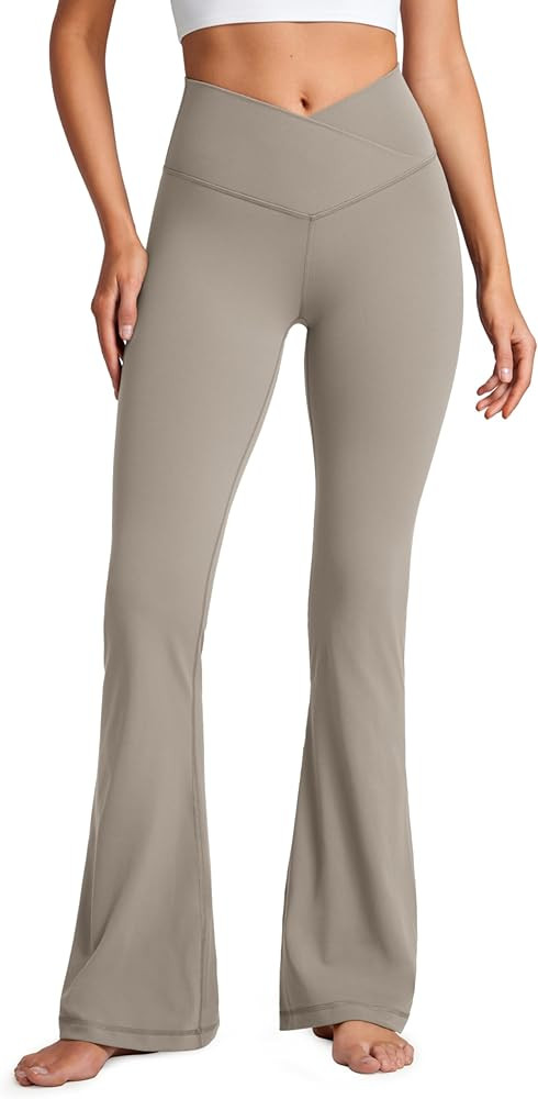 CRZ YOGA Butterluxe Crossover Flare Leggings 29''/31''/33" - High Waist V Cross Bootcut Bell Bott... | Amazon (US)