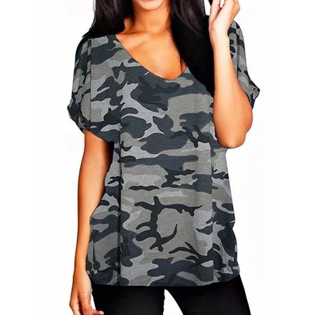 Women's Short Sleeve V Neck Casual Basic T-Shirts | Walmart (US)