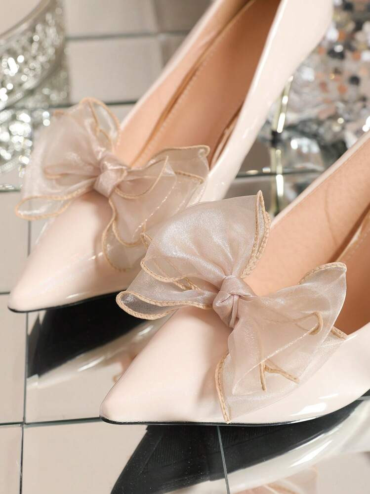 1 Pair (2pcs) White, Beige, Black, Wine Red, Light Pink, Rose Pink, Beige Bow-Shaped Detachable DIY Shoe Clips, Fashion Elegant Shoe Accessories For Women's High Heels, Pumps, Office Business, Dating Outfits | SHEIN