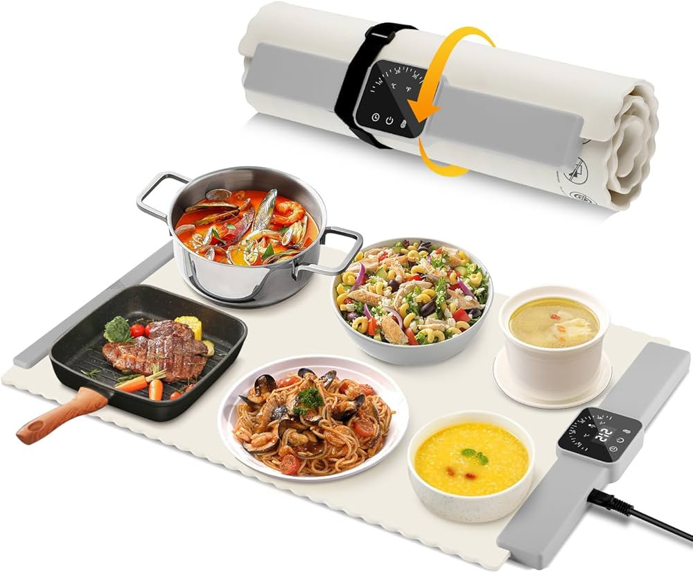 Silicone Electric Warming Tray for Food: Foldable Roll up Food Warmers for Parties Buffet with 5 ... | Amazon (US)