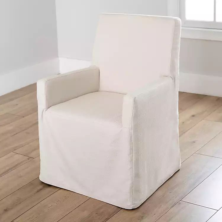New! Ivory Slipcover Track Arm Dining Chair | Kirkland's Home