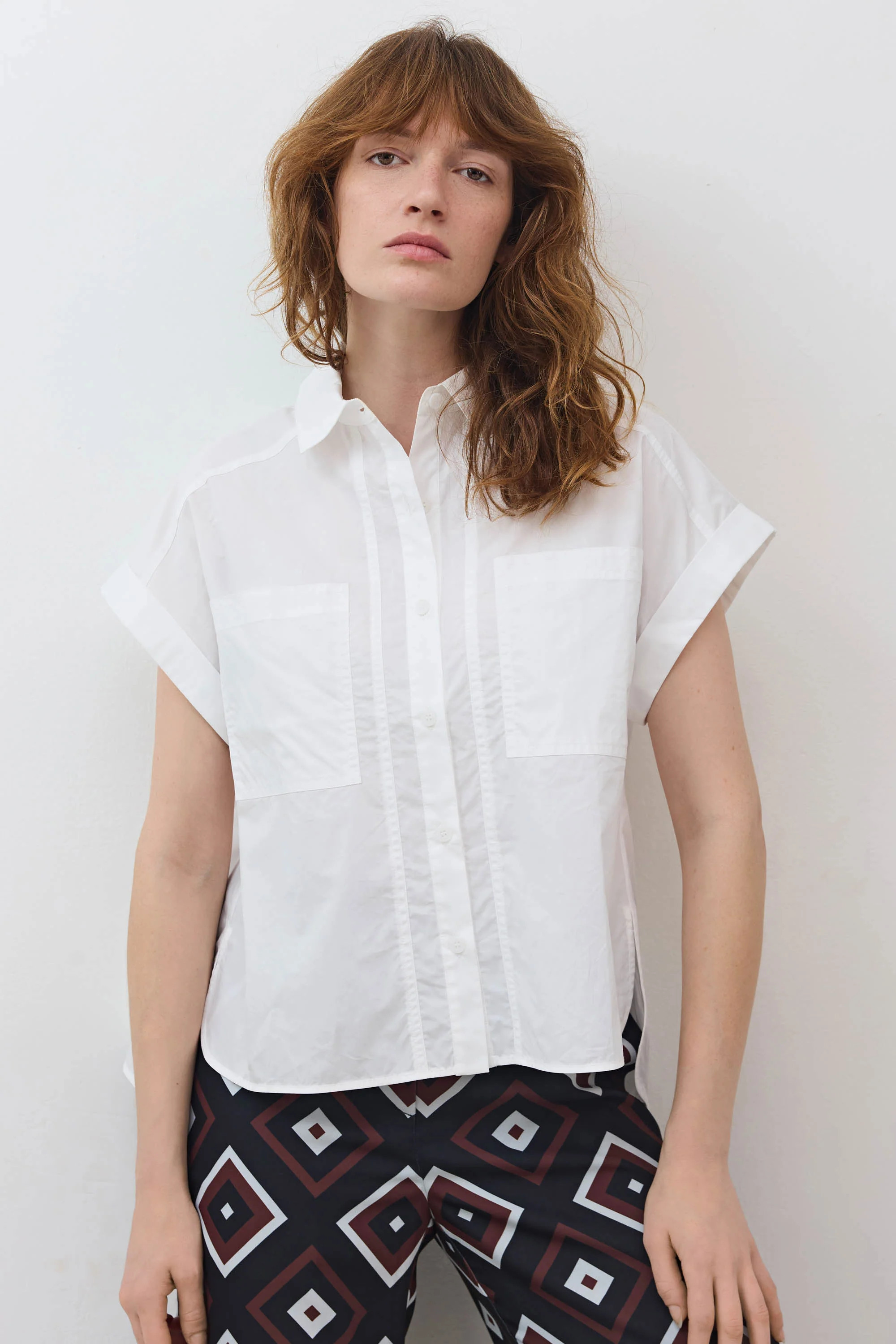 Short Sleeve Poplin Button Down Blouse | Ruti