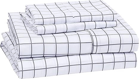 Amazon Basics Lightweight Super Soft Easy Care Microfiber Bed Sheet Set with 14” Deep Pockets -... | Amazon (US)