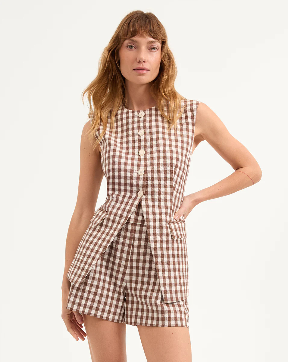 Lois Gingham Seersucker Vest | Veronica Beard