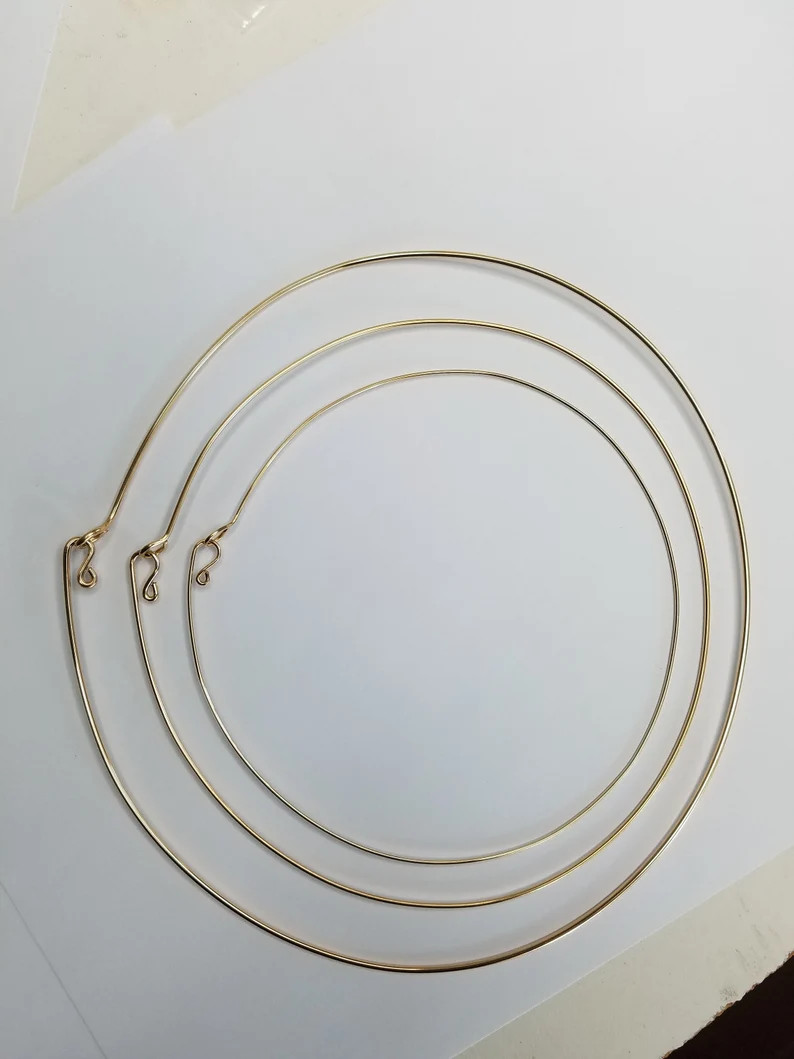 16 gauge 14k Yellow or Rose Gold Filled Neckwire, choker, wire necklace, Custom Neck Wire | Etsy (US)