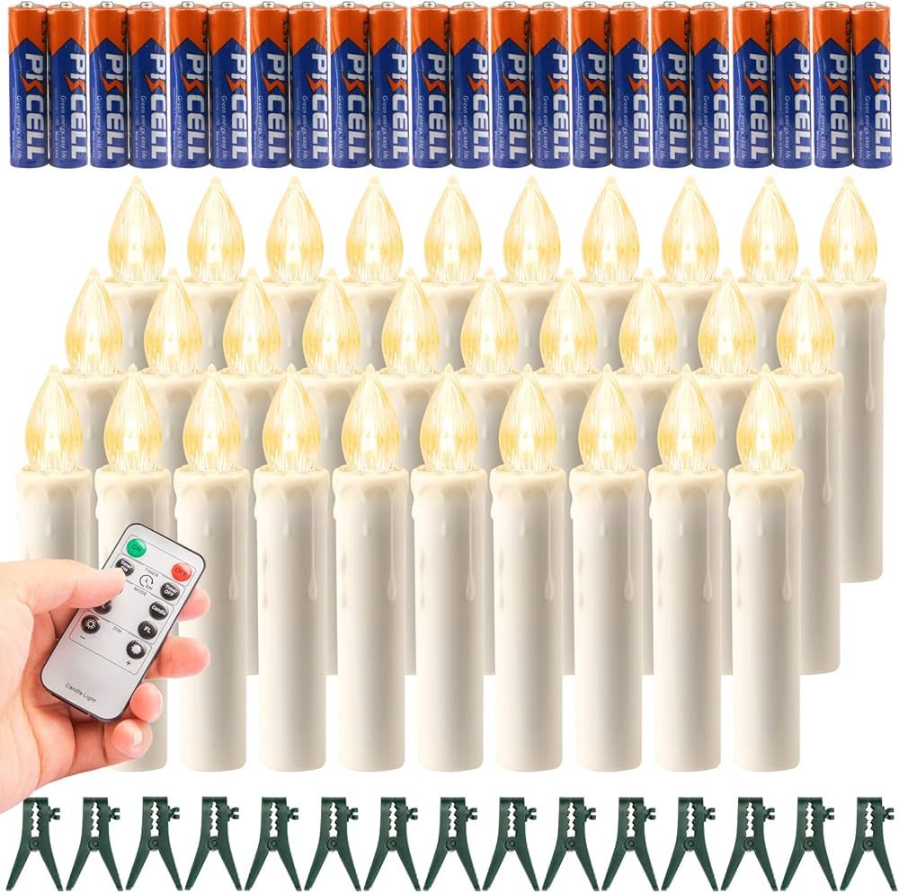 20 Pack LED Battery Taper Candles, (Remote and Timer) 20 Batteries Included 4 Modes Powered Flame... | Amazon (US)