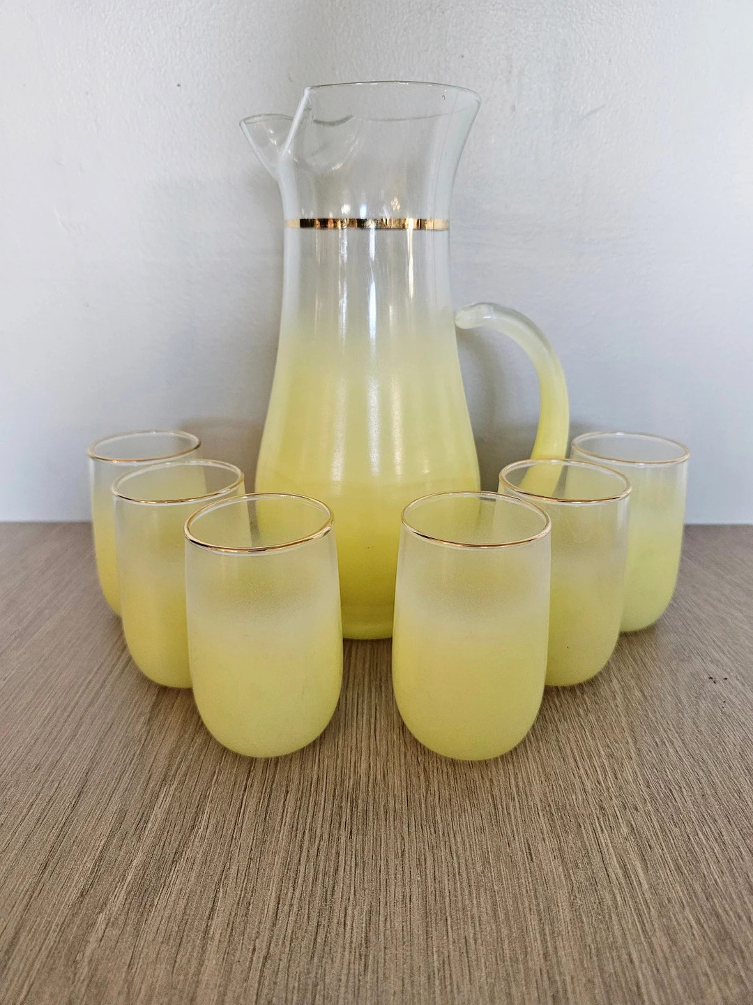 Vintage MCM Blendo Yellow Pitcher and Juice size Glasses. Retro barware. Vintage Modern Bar. | Etsy (US)