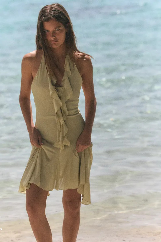 RUFFLED HALTER DRESS | Zara US