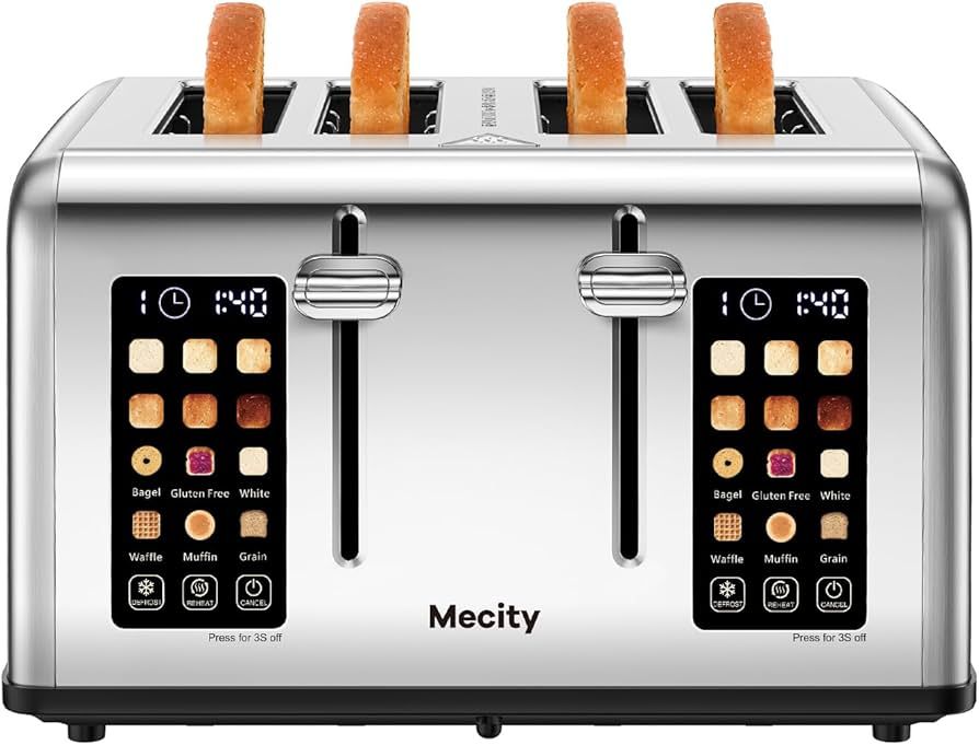 Mecity 4 Slice Toaster Touch Screen Control 4 Wide Slot, Stainless Steel Smart Bread Toaster for ... | Amazon (US)