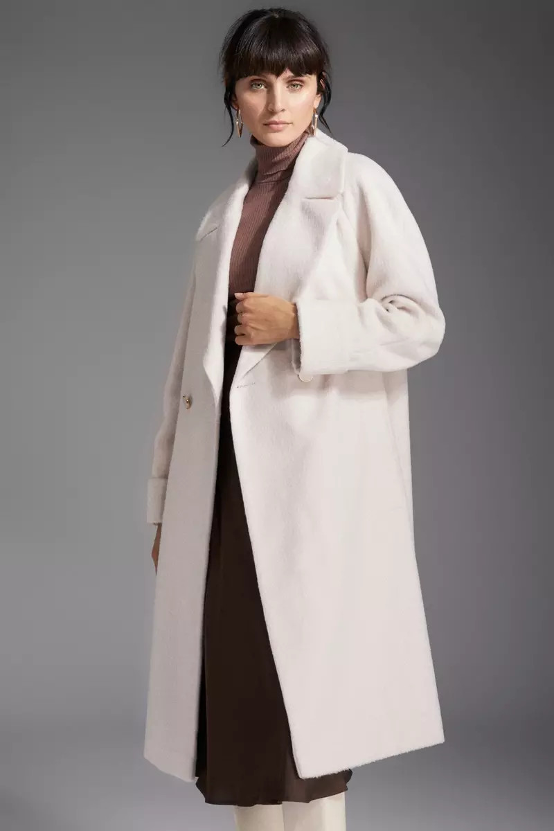 Double Breasted Cocoon Textured Coat | Debenhams UK