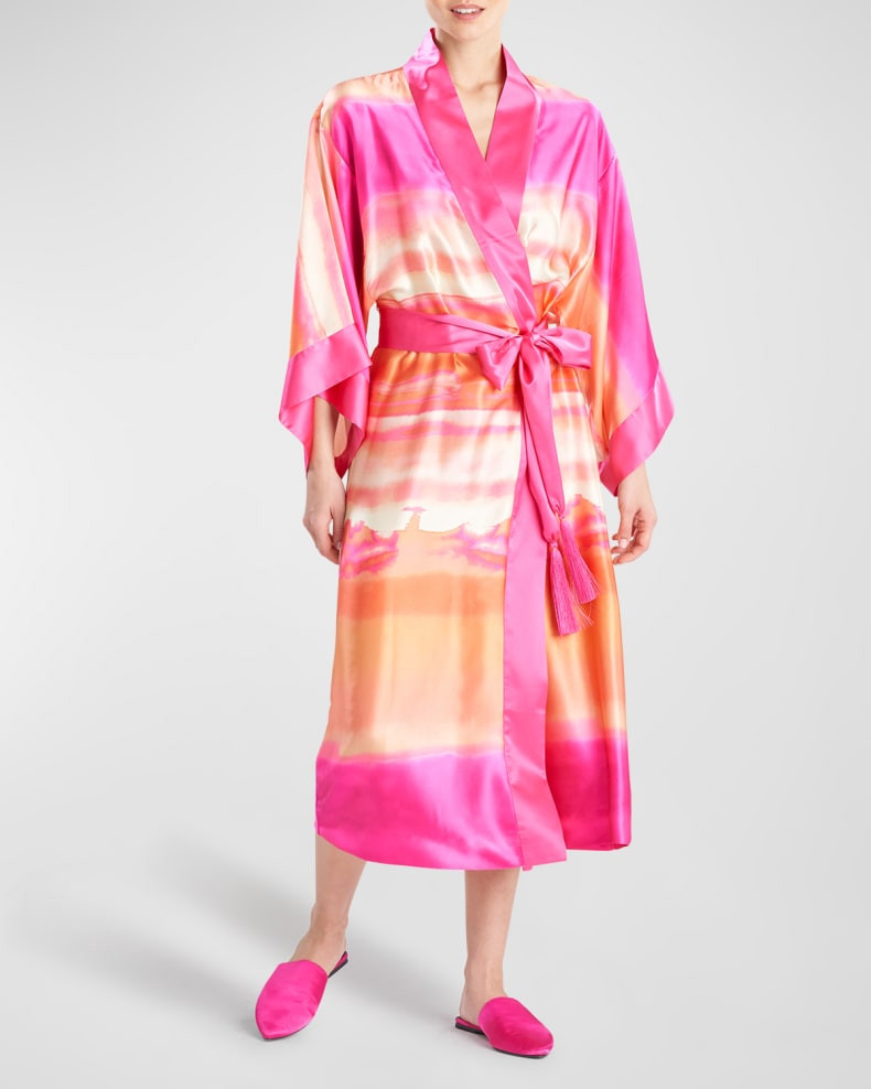 Josie Natori Minako Long Ombre Silk Robe | Neiman Marcus