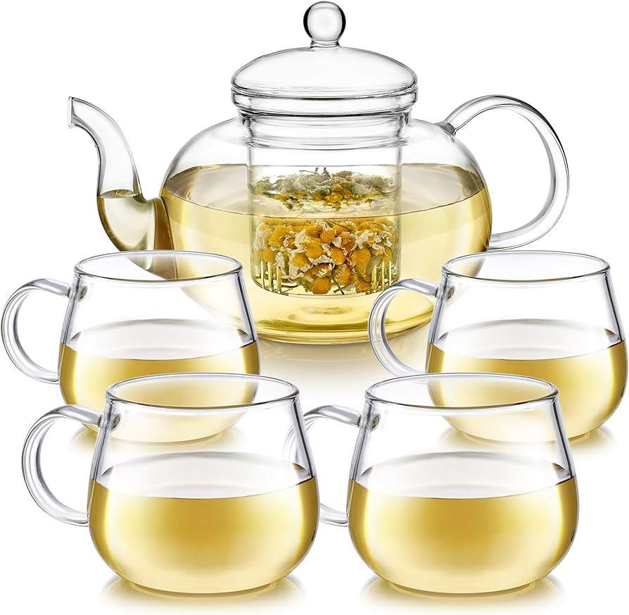 Teabloom Heatproof Glass Teapot Set with Removable Loose Tea Infuser (Standard Size: 32oz/946ml) ... | Amazon (US)
