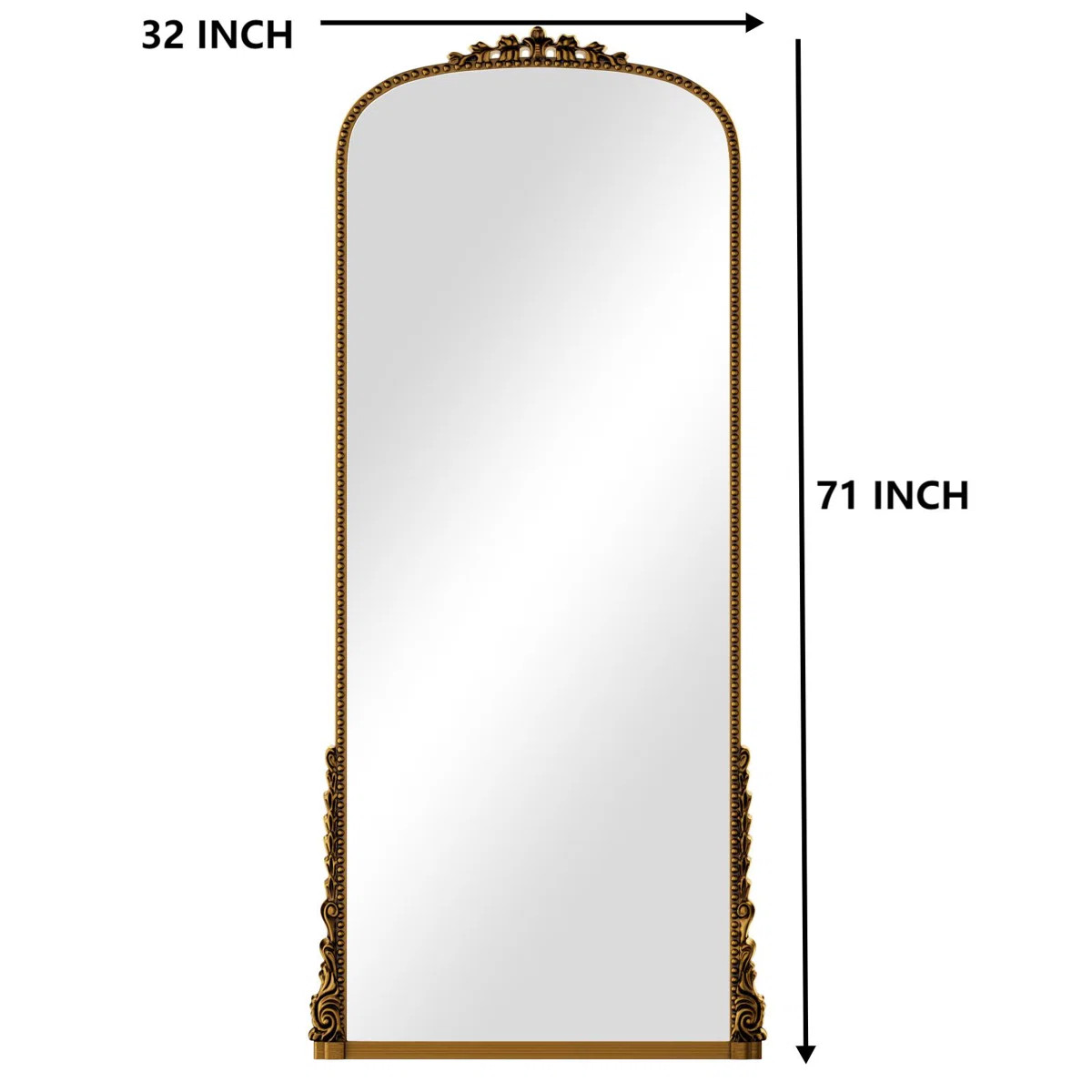 Vintage Full Length Mirror Arched Standing Floor Mirror Full Body Mirror With PU Frame | Wayfair North America
