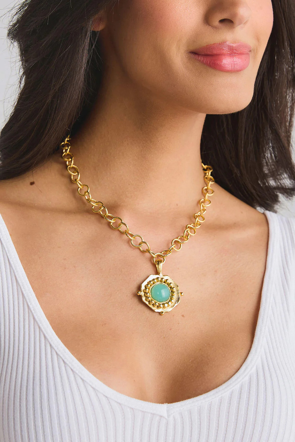 Susan Shaw Handcast Aqua Quartz Chain Necklace | Social Threads