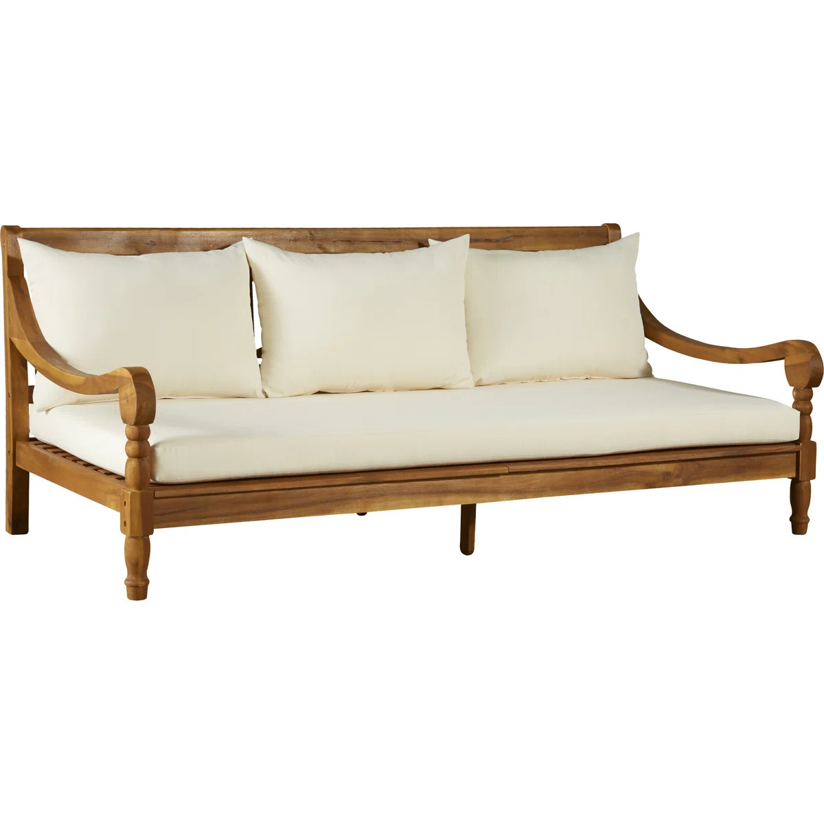 71.7'' Wide Straight Acacia Patio Daybed with Cushions | Wayfair North America