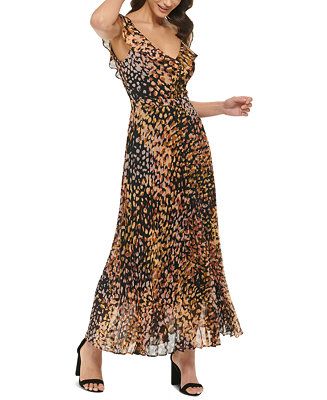 GUESS Women's Printed Ruffled Maxi Dress & Reviews - Dresses - Women - Macy's | Macys (US)