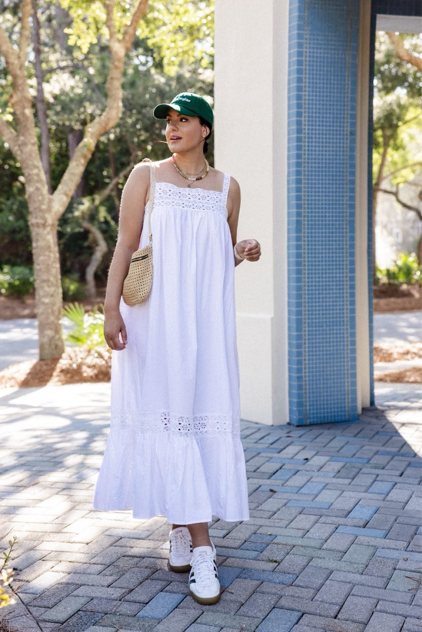  I am in the large of the dress but it runs generous. I would say a medium would fit best, as it’s a little too loose in the chest. Size down for a closer fit. I am in the 9.5 of the shoes, they run big so go down at least a half size.