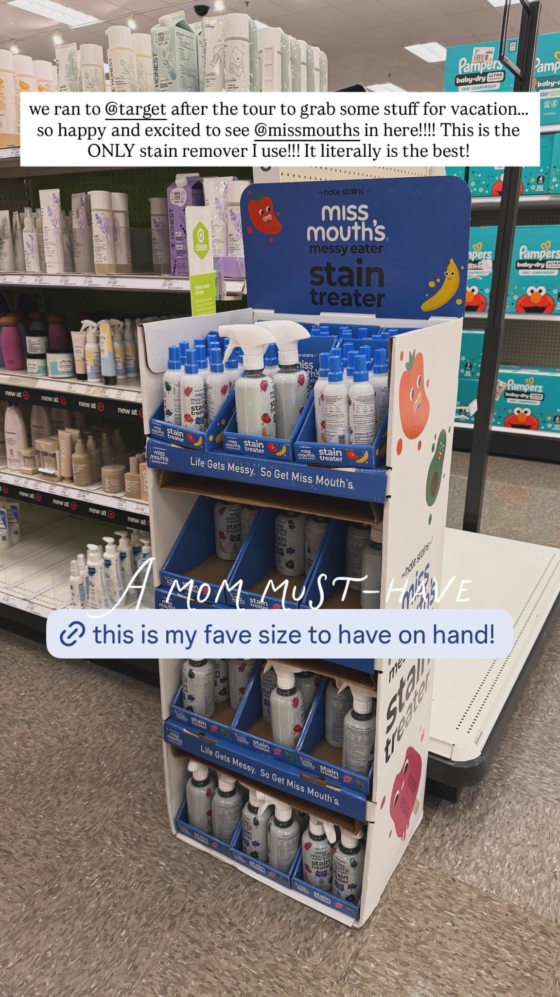 we ran to @target after the tour to grab some stuff for vacation….. so happy and excited to see @missmouths in here!!!! This is the ONLY stain remover I use!!! It literally is the best!