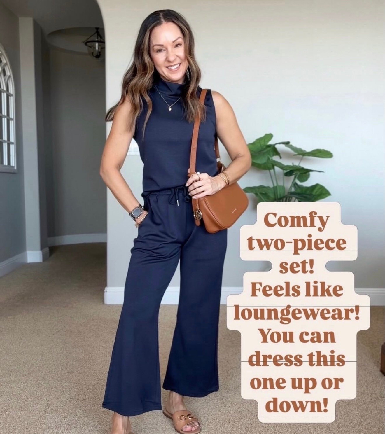 This two piece set is one of those outfits that looks polished but feels like pajamas. The fabric is buttery soft, the wide leg pants are petite friendly, and it’s so easy to dress up with sandals and a bag or keep casual for everyday errands. One of my favorite travel outfits because it’s comfortable without sacrificing style.

two piece set, matching set, petite friendly outfit, travel outfit, comfortable fashion, wide leg pants, elevated casual style, airport outfit, Amazon fashion finds, effortless outfit, everyday style, vacation outfit, versatile wardrobe staples, EverydayHolly

#LTKPetite #LTKOver40 #LTKootd