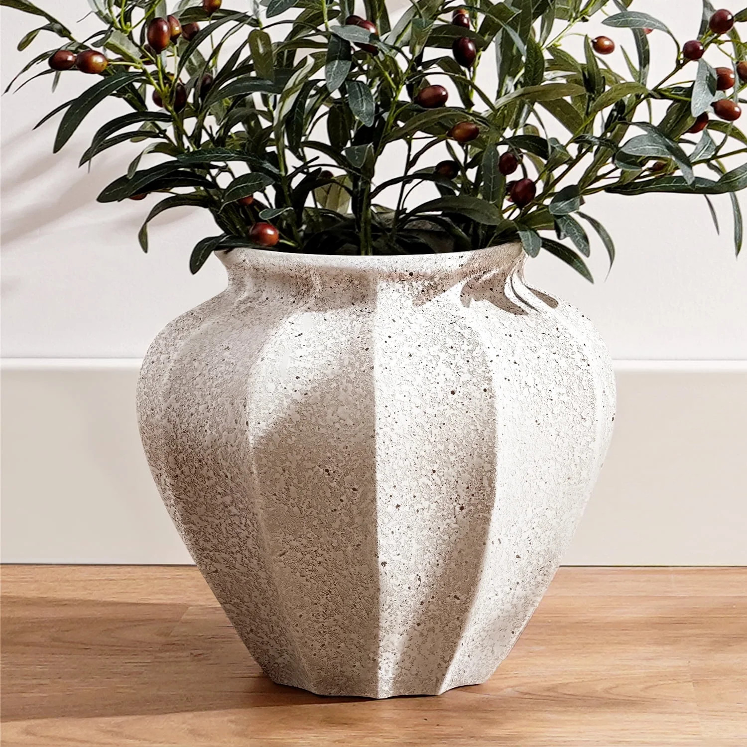 LE TAUCI 11.3" Ceramic Vase, Large Ribbed Flower Vase for Table Centerpieces, Living Room & Dinin... | Walmart (US)