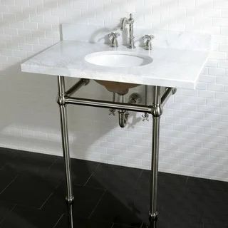 Vintage Carrara Marble 36-inch Console Sink with Metal Stand | Bed Bath & Beyond