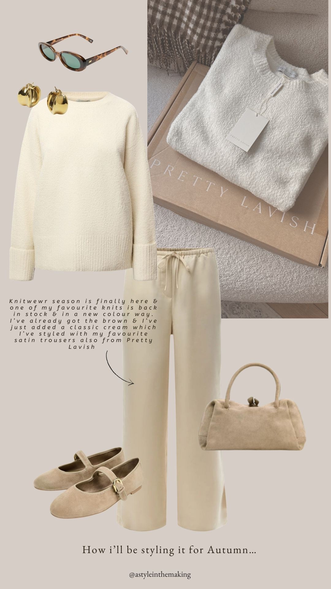 Knitwear season is here! One of my favourite knits is back in stock! I’ve just added the cream to my wardrobe and this is how I’ll be wearing it 

Pretty lavish, knitwear, autumn outfits, satin trousers F also

#LTKautumn #LTKstyletip #LTKuk