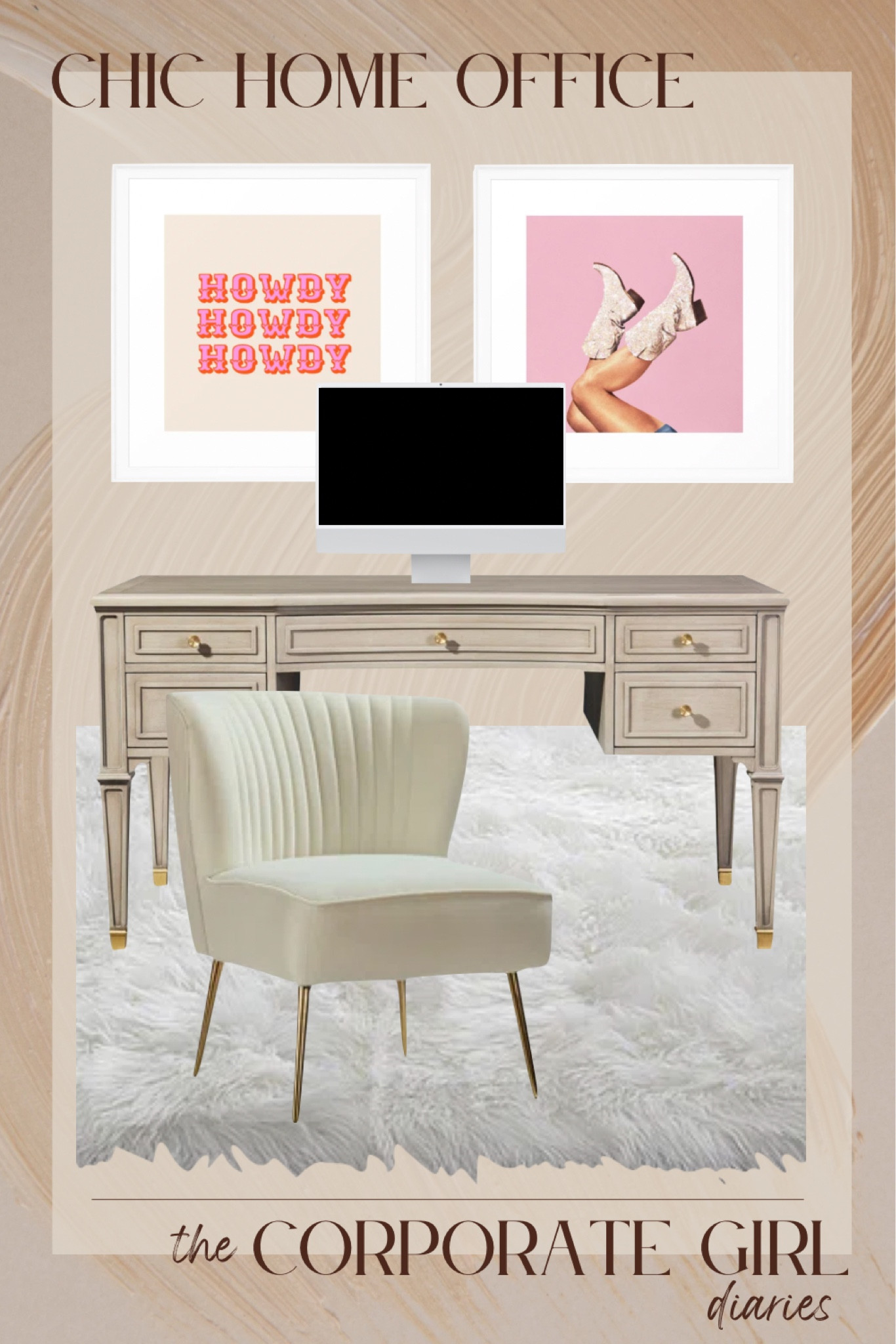 Chic home office goals. Stylish office chair and home office desk for boss babes. Cute art prints for your office decor. Home decor for your office interior design ideas 

#LTKxWayDay #LTKHome #LTKWorkwear