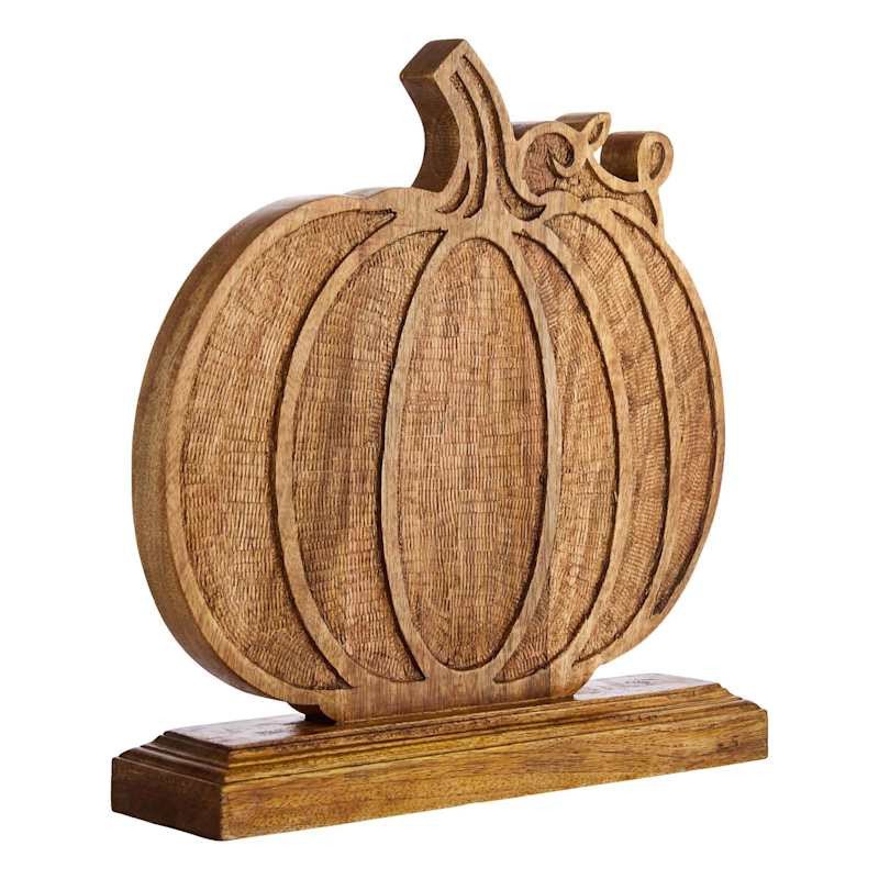 Wooden Carved Pumpkin Decor, 12.5" | At Home