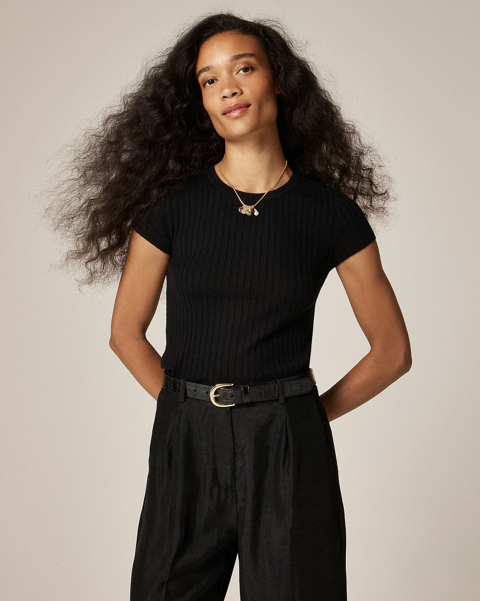 New ribbed featherweight cashmere T-shirt | J. Crew US