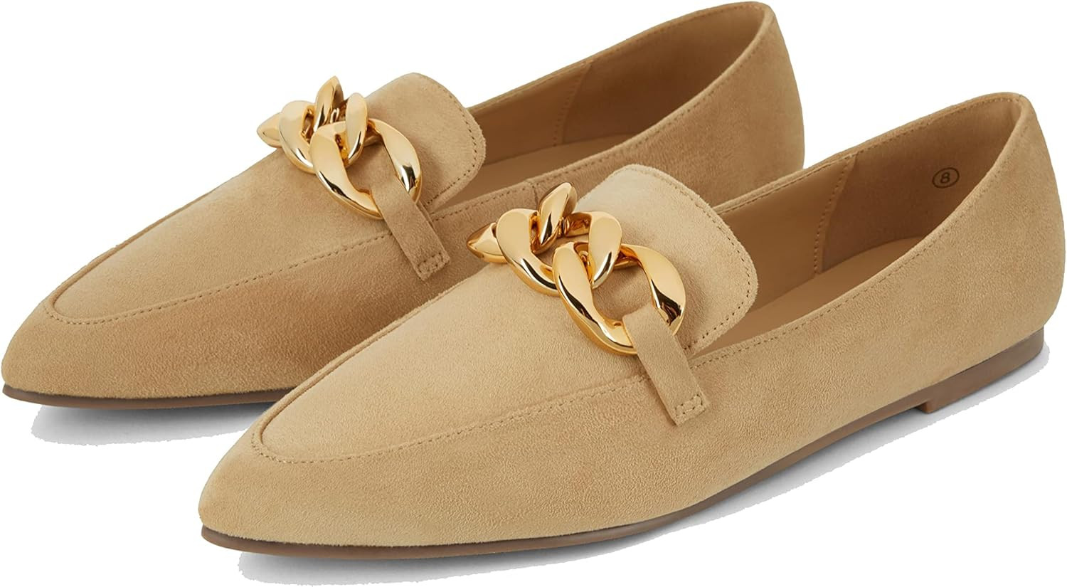 Womens Pointed Toe Flats Shoes Slip On Loafers Dressy Comfort Office Chain Penny Loafers | Amazon (US)