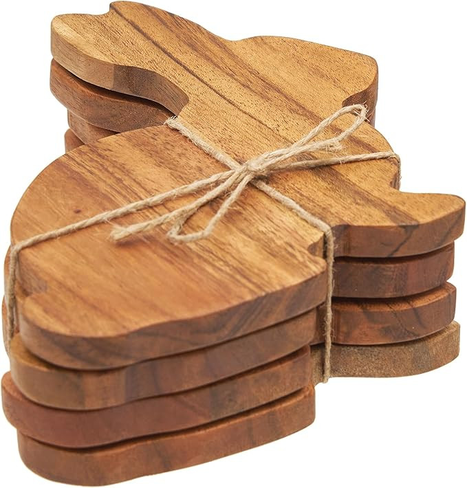 C&F Home Easter Bunny Shaped Acacia Wood Premium Set of 4 Protective Drink Setter Coasters 4" Cof... | Amazon (US)