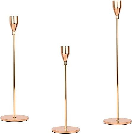 3 PCS Candlestick Holders - Taper Candle Holders for Wedding Decorations, Room Decorations - Gold... | Amazon (US)