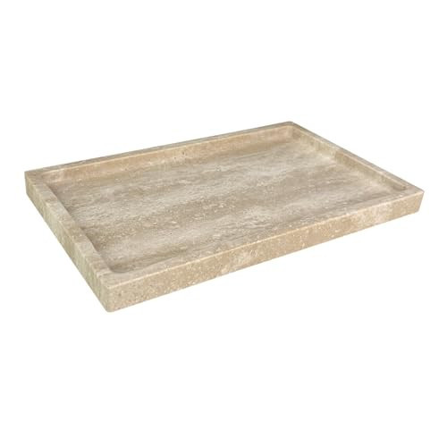 OAIQNUJ Natural Travertine Stone Perfume Tray, 10"x6" Marble Vanity Tray for Bathroom/Kitchen/Coffee Table | Amazon (US)