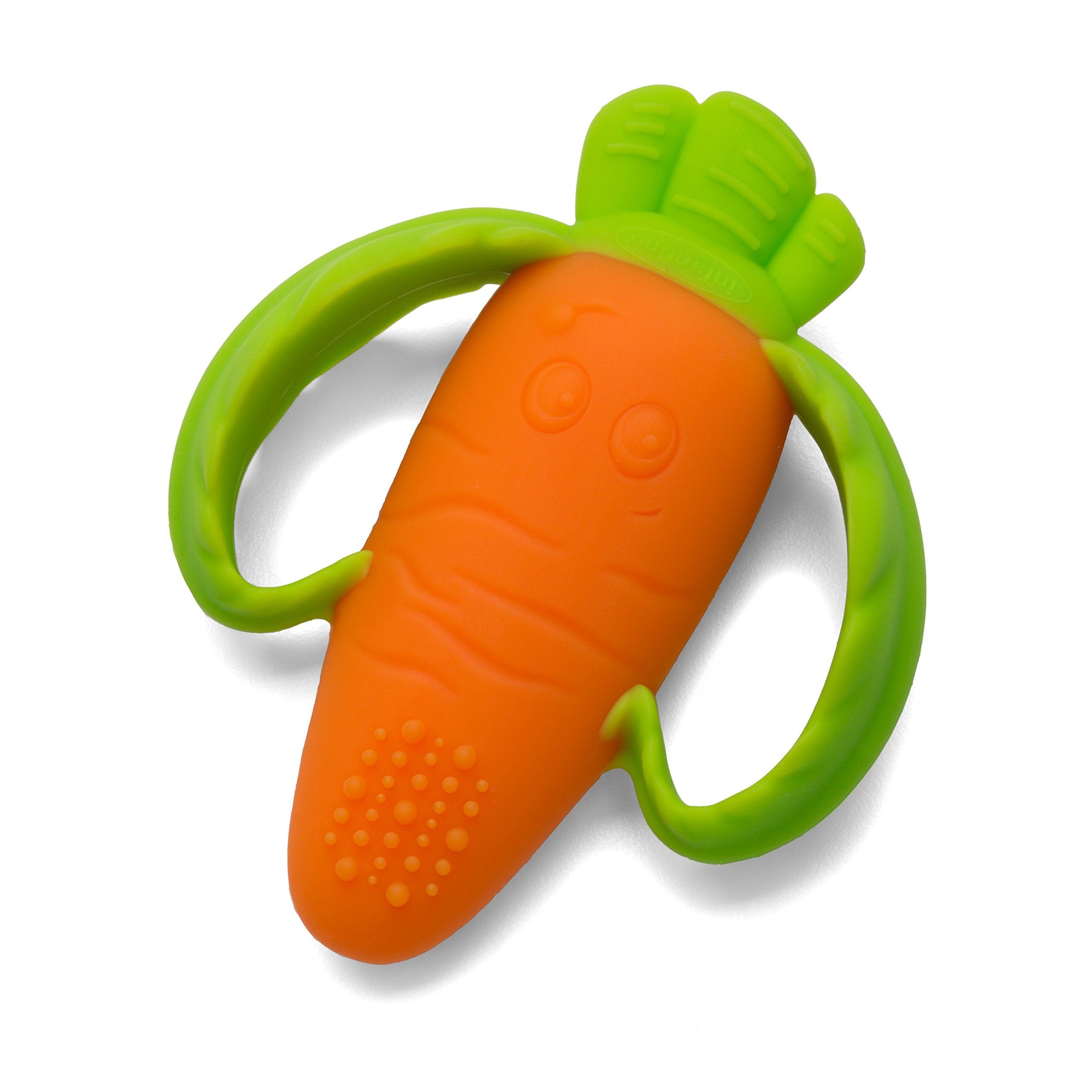 Infantino Lil' Nibbles Textured Silicone Baby Teether - Sensory Exploration and Teething Relief with Easy to Hold Handles, Orange Carrot, 0+ Months | Amazon (US)