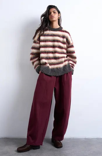 Fluffy Stripe Crewneck Sweater | Nordstrom