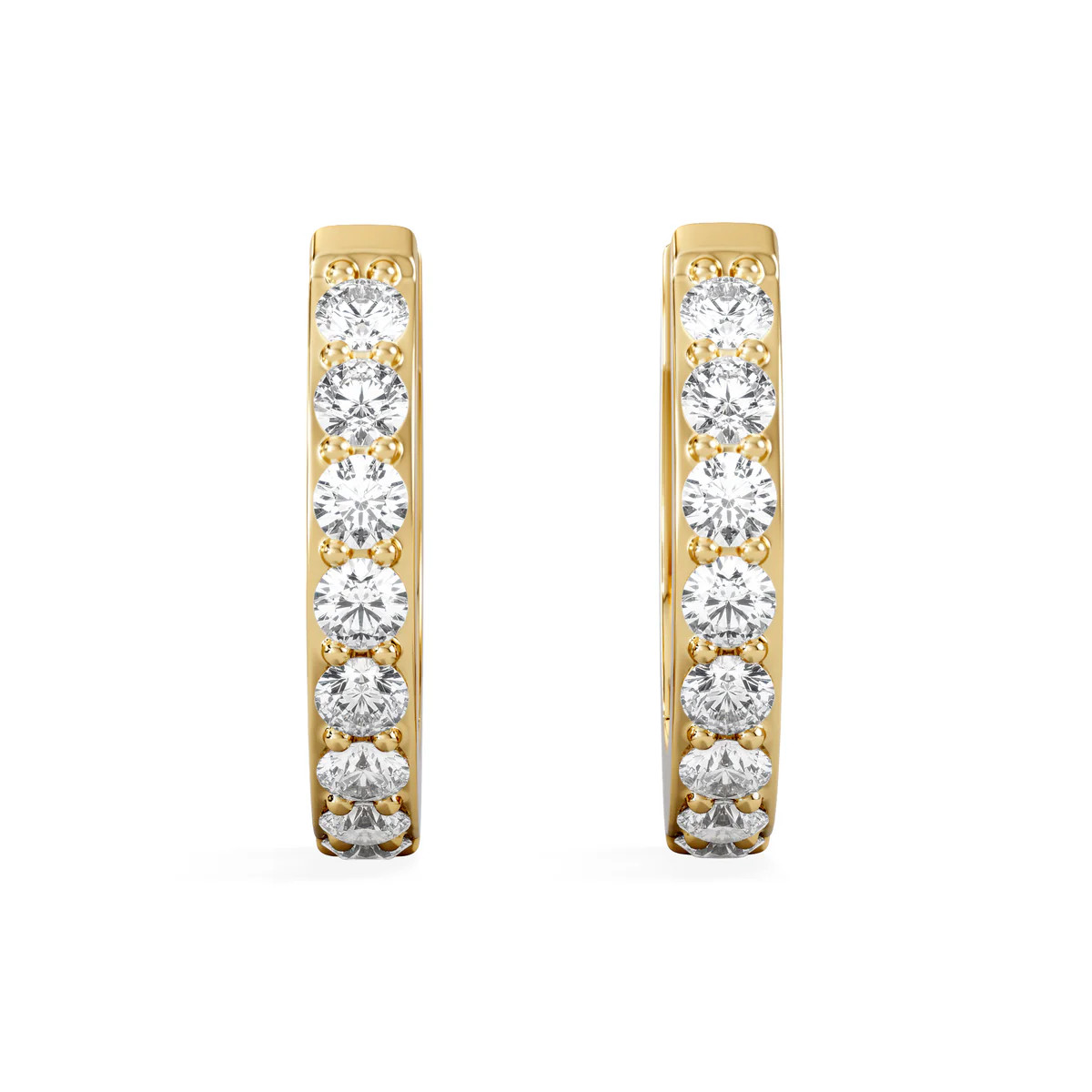 Pave Line Huggie Lab Diamond Earrings 0.18ct in 18K Gold Vermeil | The Diamond Store
