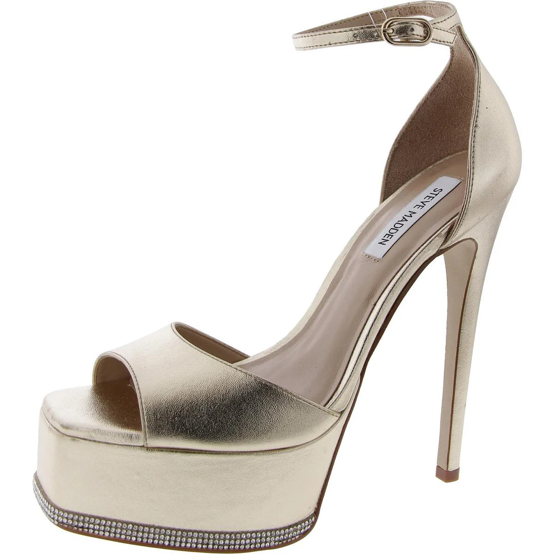 Keeva Womens Leather Ankle Strap Platform Heels | Shop Simon