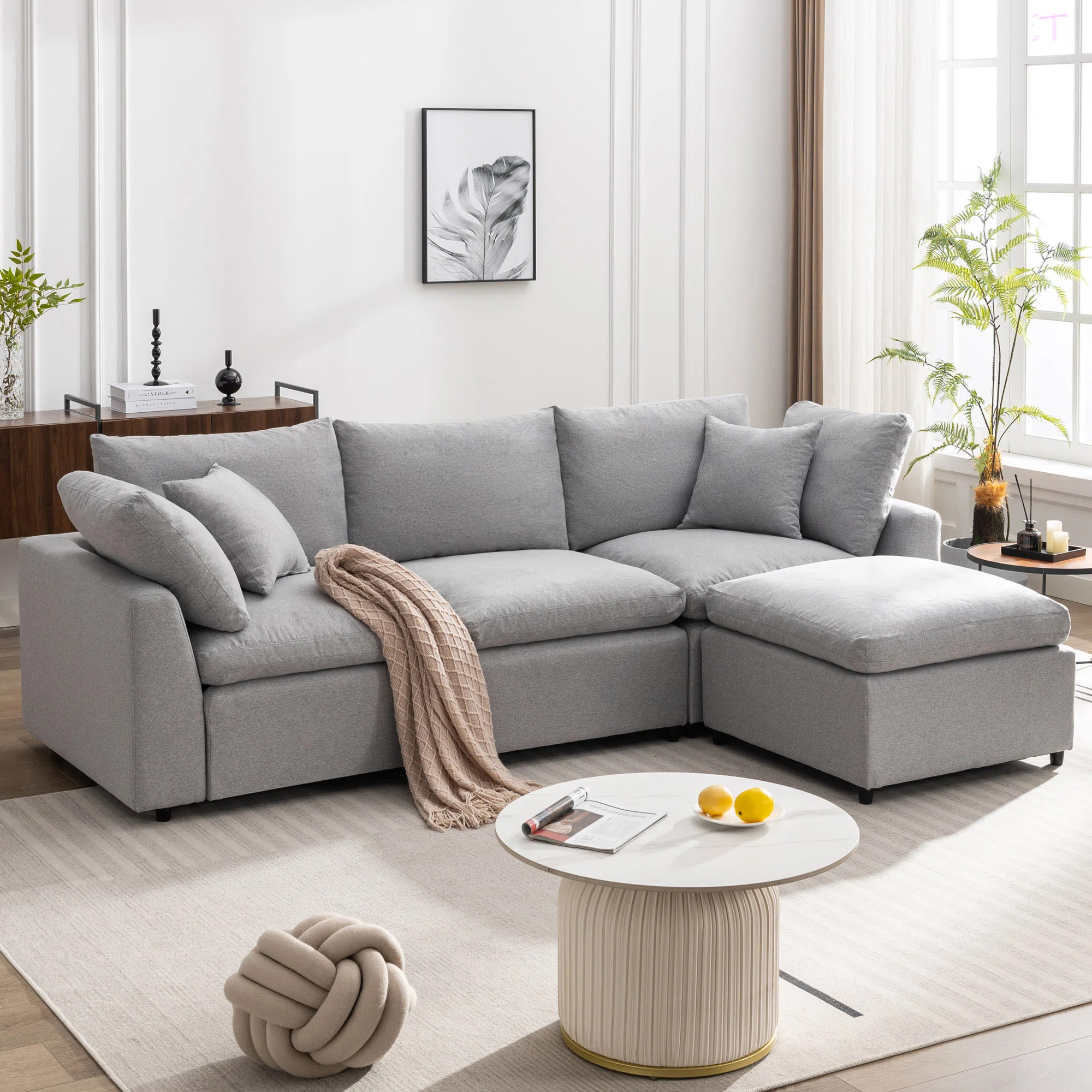 Down Filled Upholstery Convertible Sectional Sofa, L Shaped Couch With Reversible Chaise | Wayfair North America