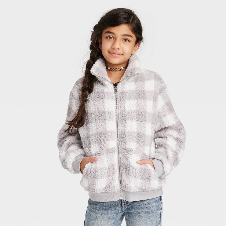 Girls' Printed High Pile Fleece Jacket - art class™ | Target