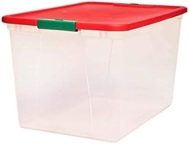 HOMZ Holiday Plastic Container Clear Storage Bin with Lid, 64 Quart-23.5" x 16.125" x 13.5", 2 Count | Amazon (US)